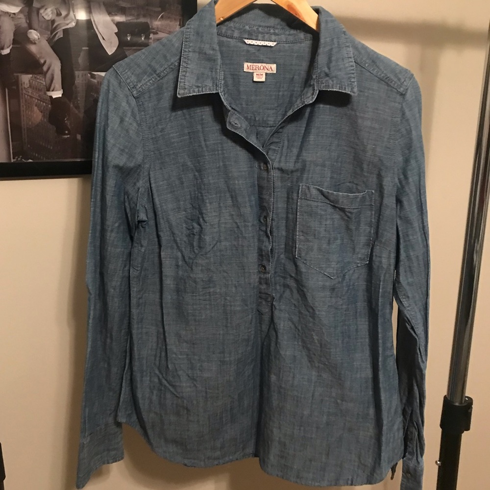 Merona Denim Buttoned Blouse